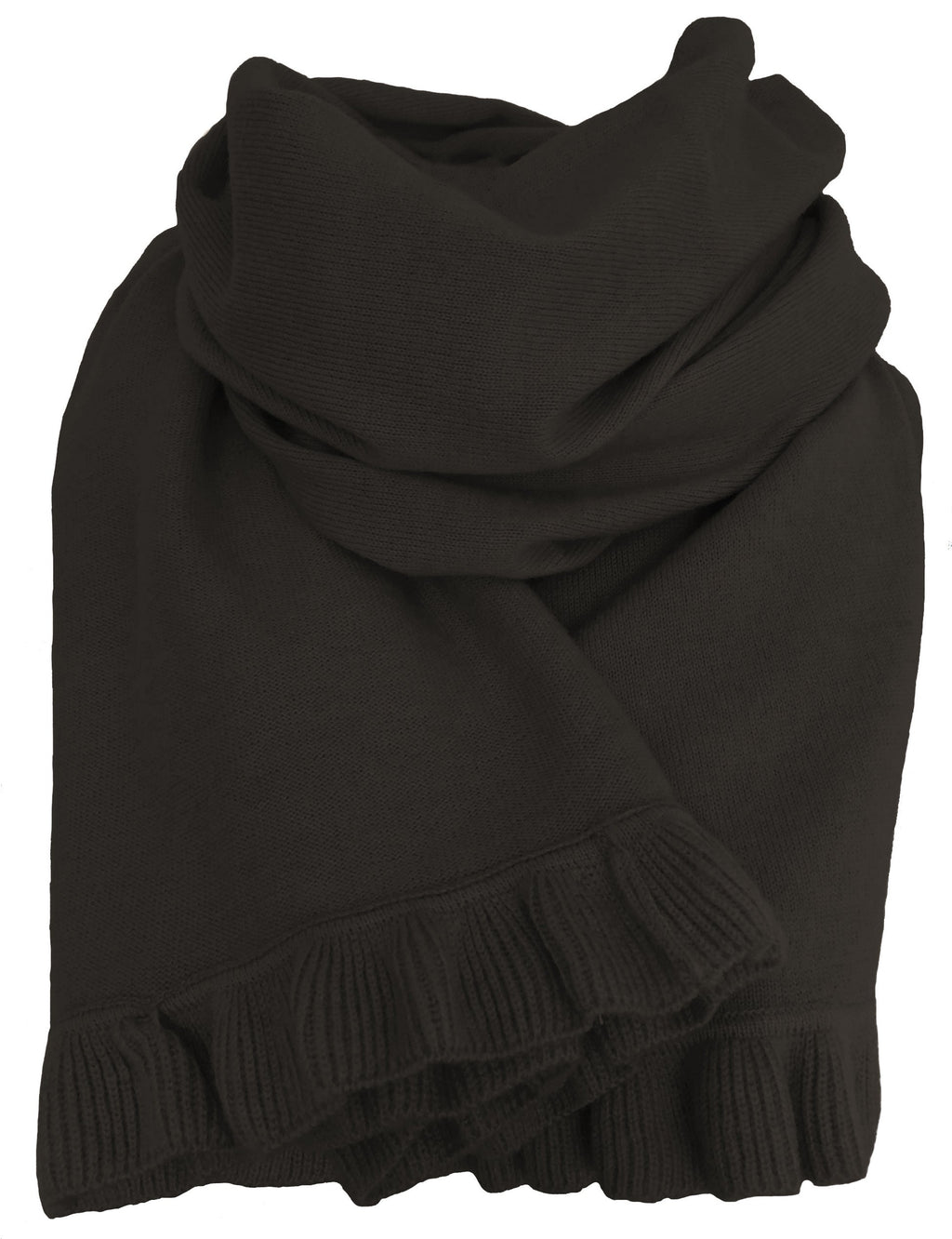 Cashmere scarf/shawl  with ruffled edge black
