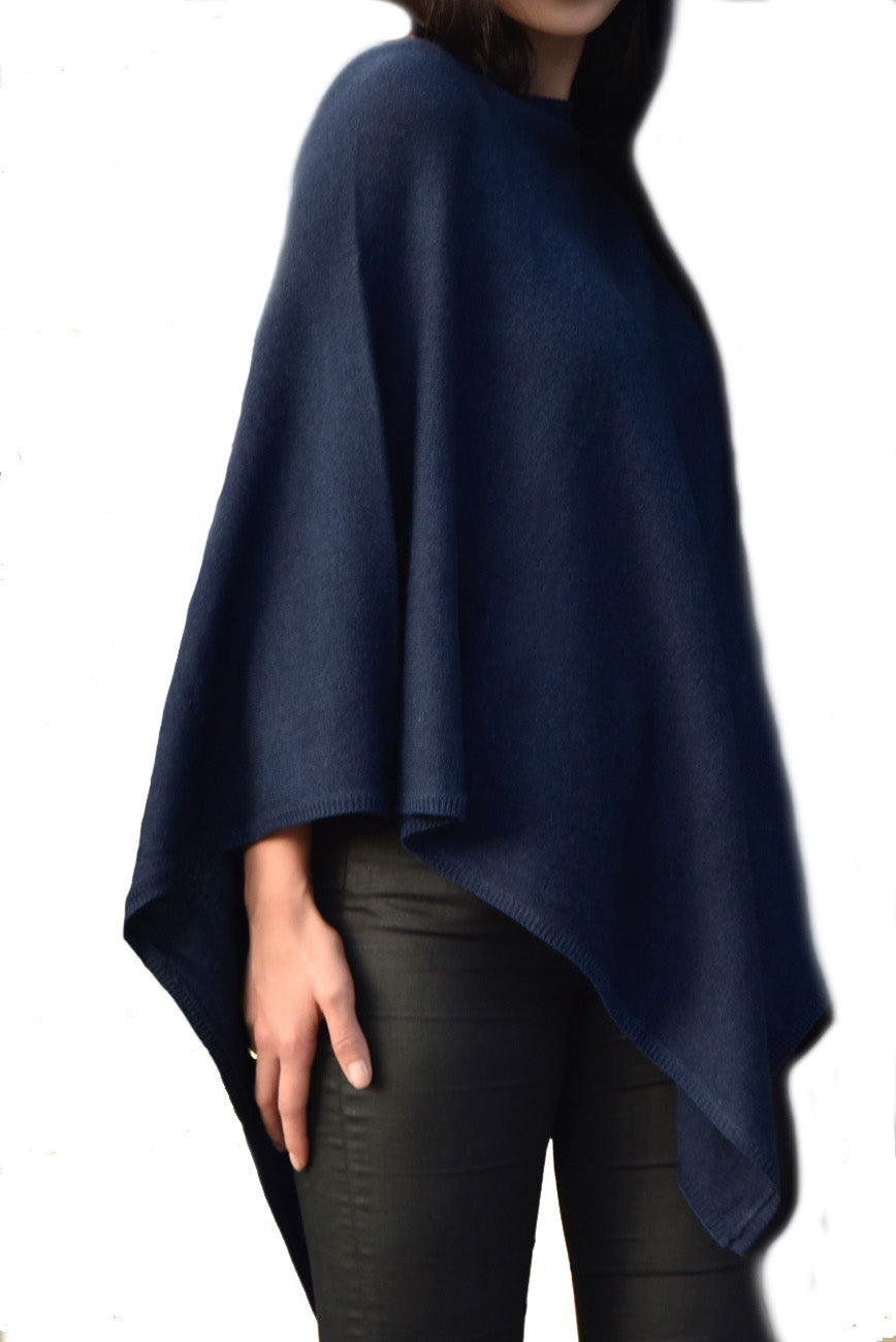 Cashmere classic poncho jeans blue
