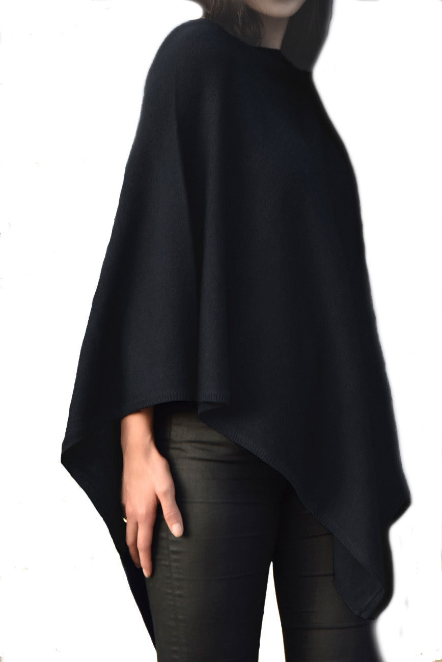 Cashmere classic poncho jeans blue