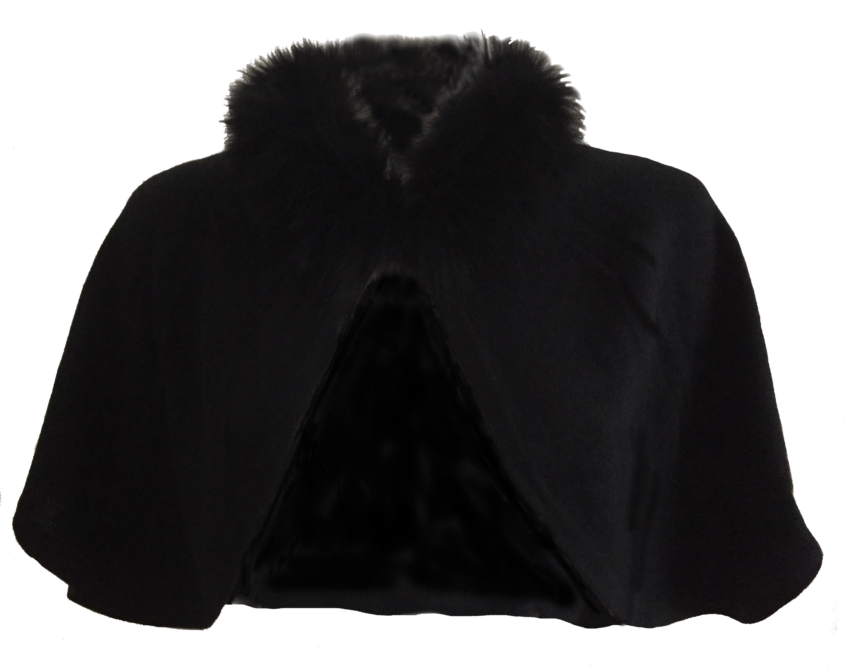 Cashmere cape with fur black