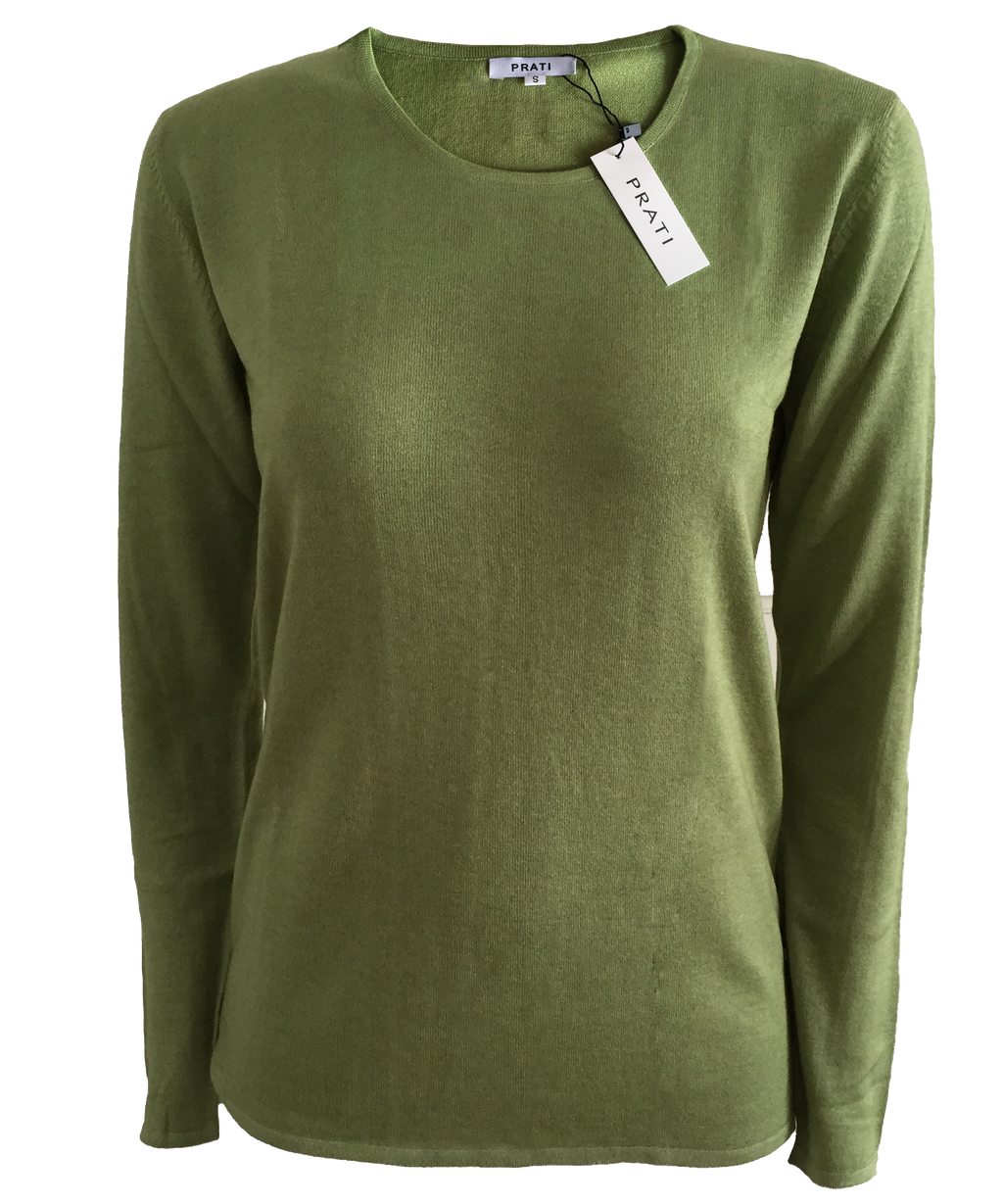 Cashmere Silk crew neck sweater palm green