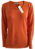 Cashmere Silk crew neck sweater burnt orange