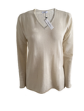 Cashmere silk V neck sweater t shirt off white