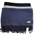 Cashmere scarf with fringes navy