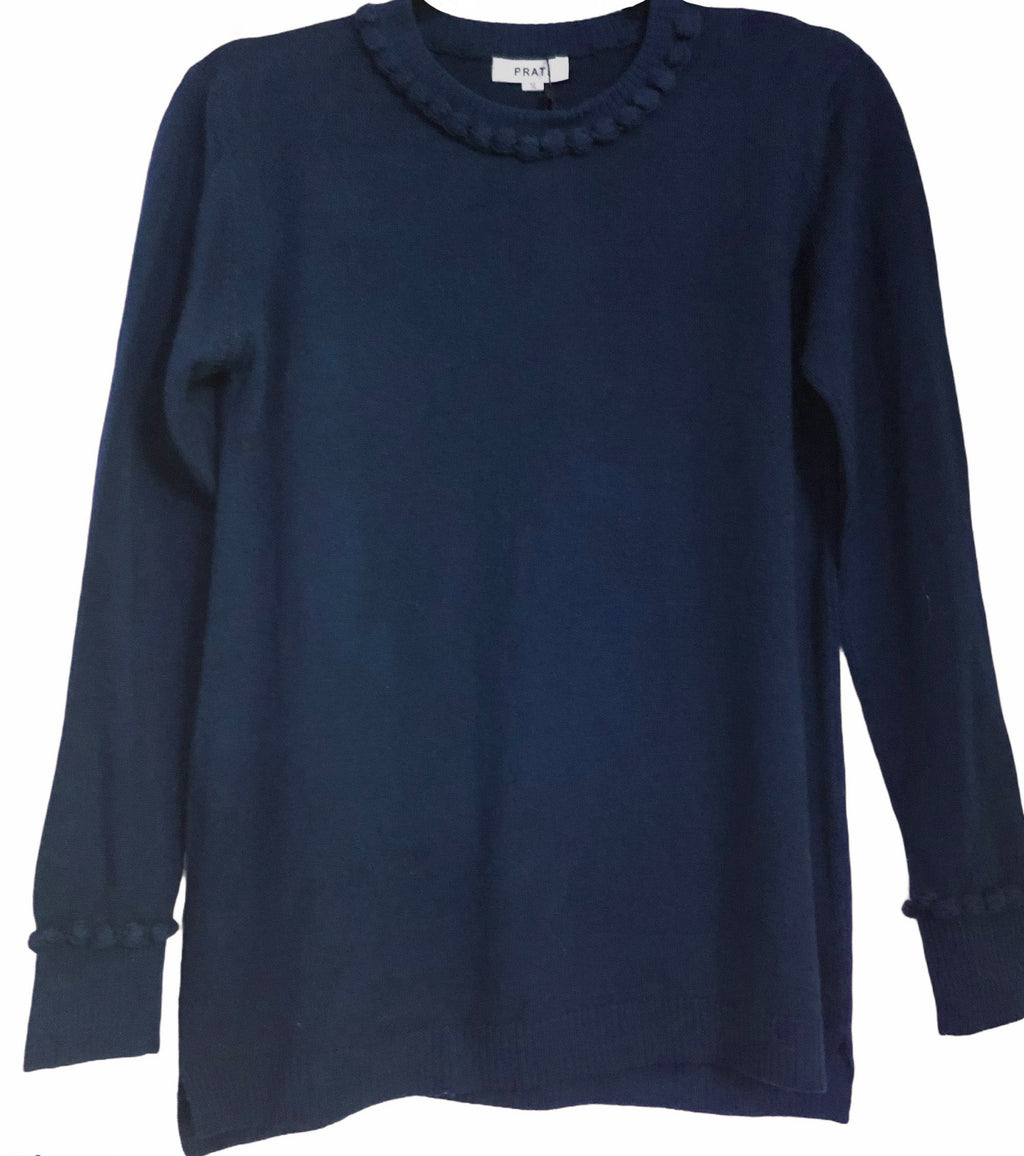 Cashmere pom pom sweater navy