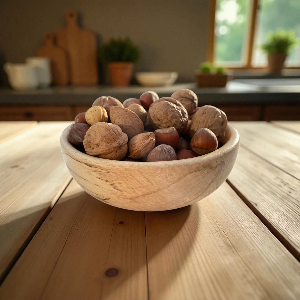🪵 Hånddreid Bolle i Naturlig Tre – Ø 17 cm