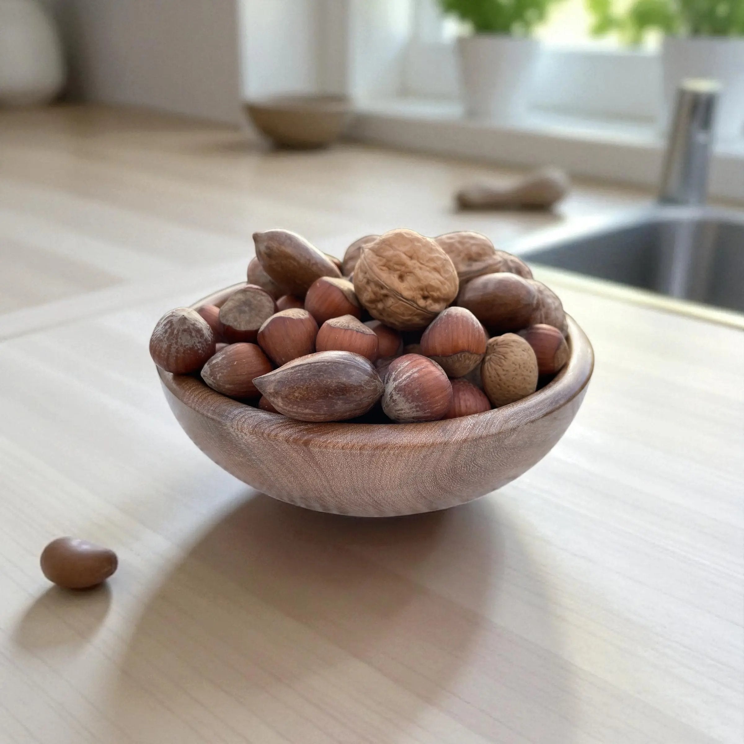 🪵 Hånddreid Bolle i Naturlig Tre – Ø 17 cm