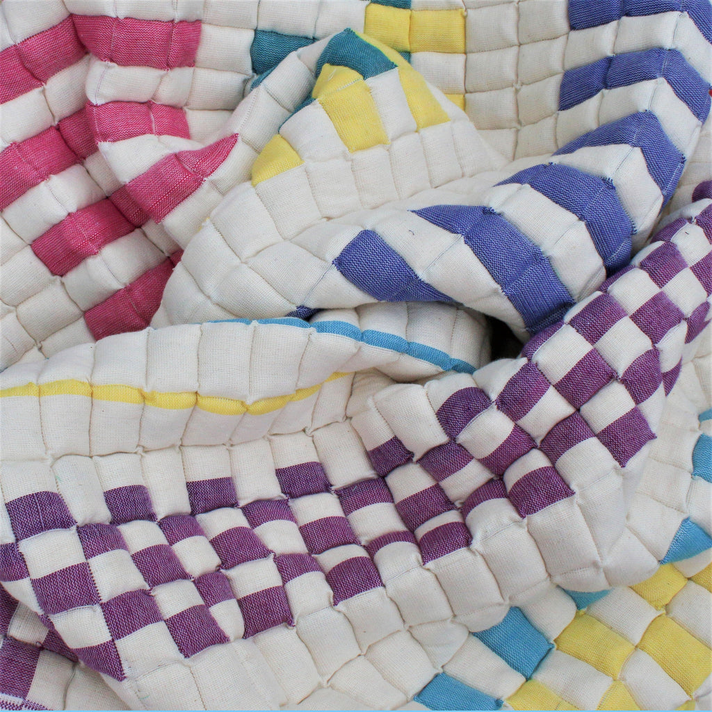 Sujni Quilt | Multicolor Square Block Pattern Throw