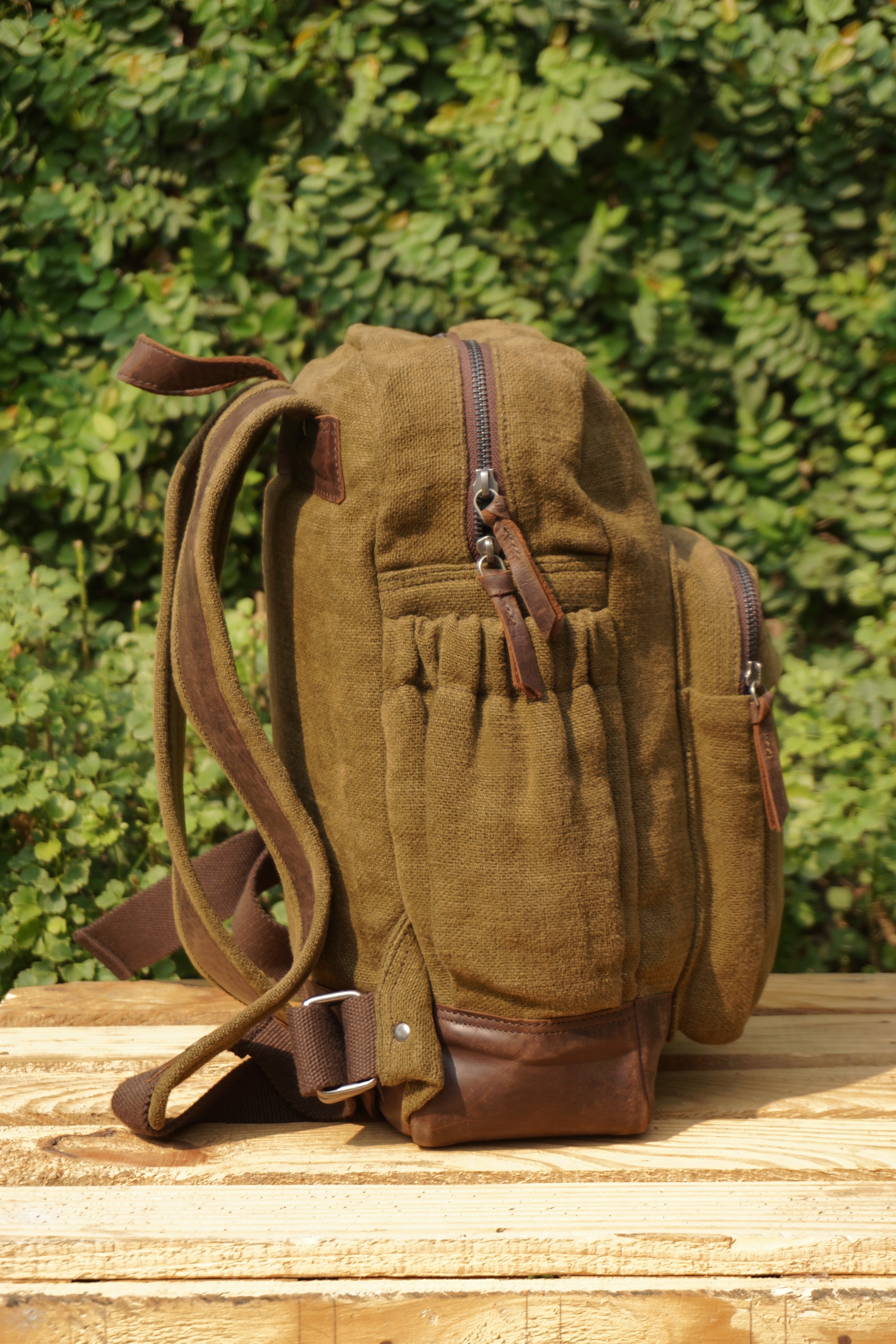 The Awkward Cousin | Handcrafted Jute & Upcycled Leather Backpack