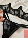 Black floral lingerie set