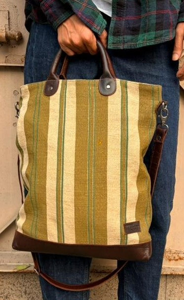 Kalaa Striped Forager | Handstitched Striped Jute Tote Bag | Indian Artisan