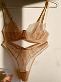 Classic Beige Lace Bra and Thong