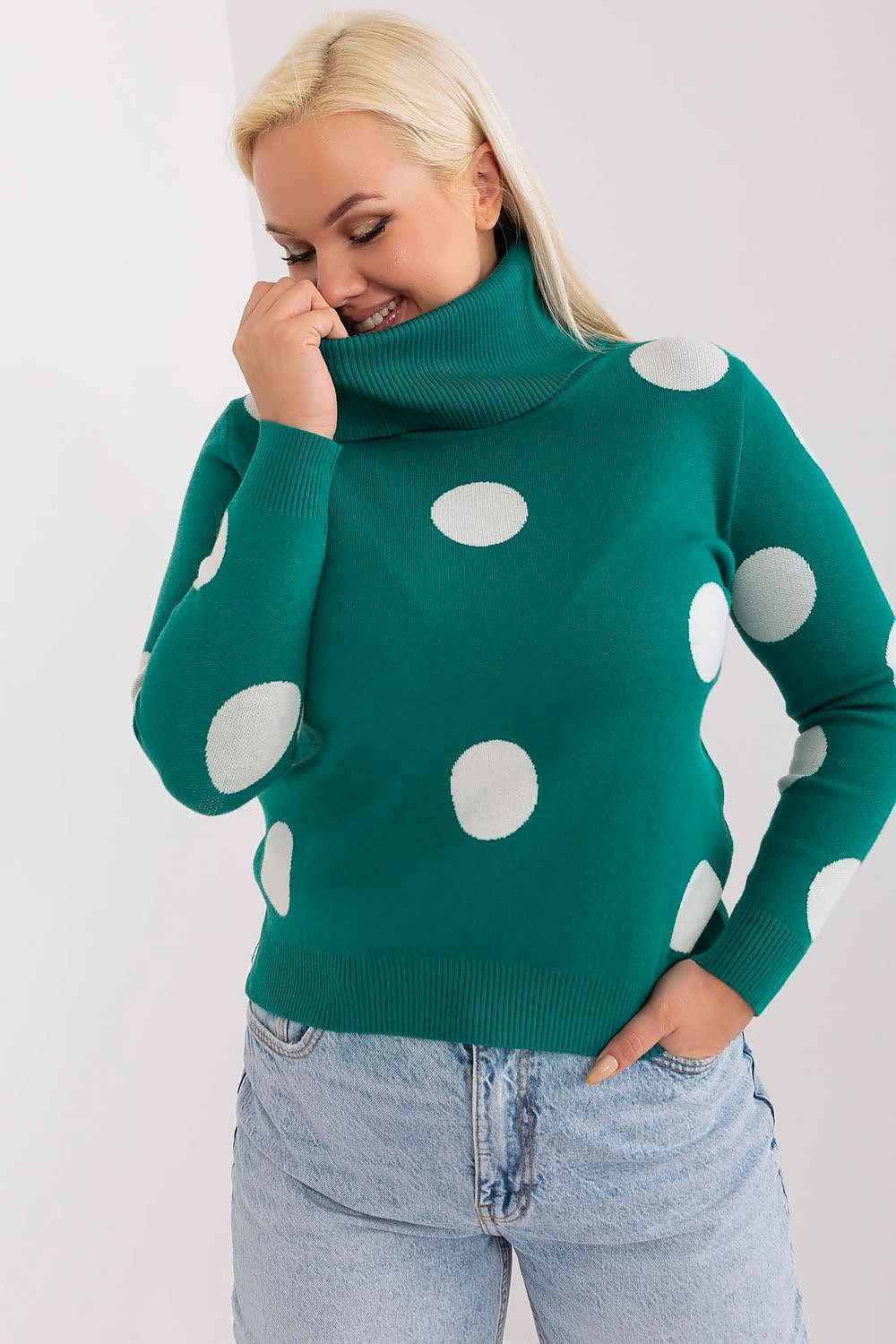 Høyhalset damegenser med prikker plus size FP