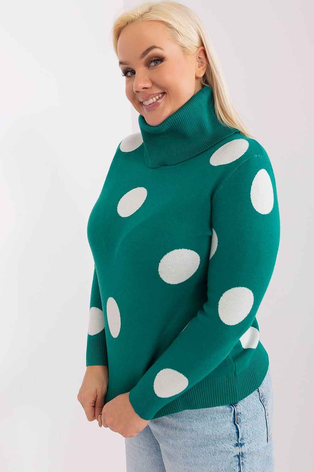 Høyhalset damegenser med prikker plus size FP