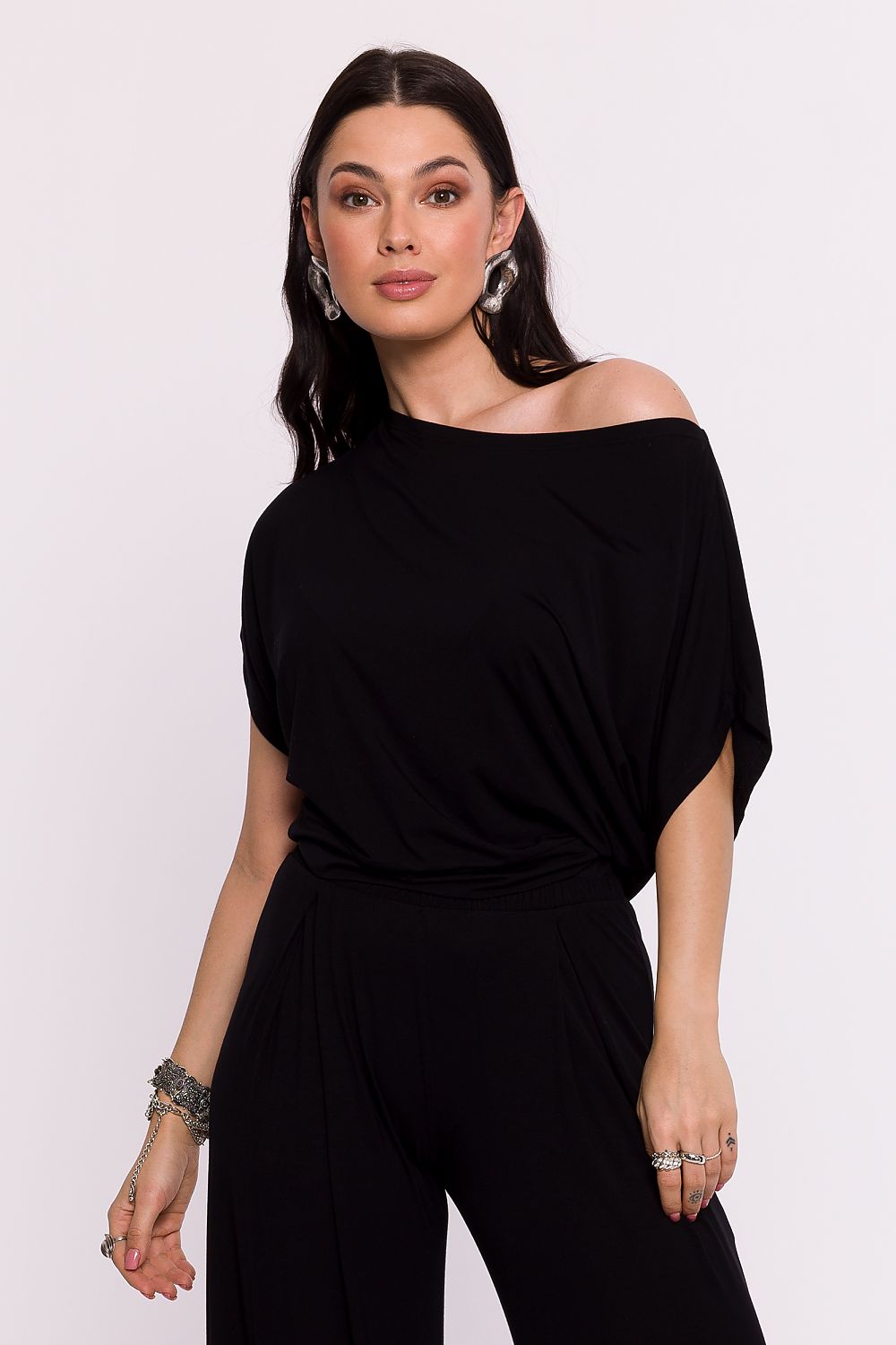 Elegant plissÃ©strikket bluse - BeWear
