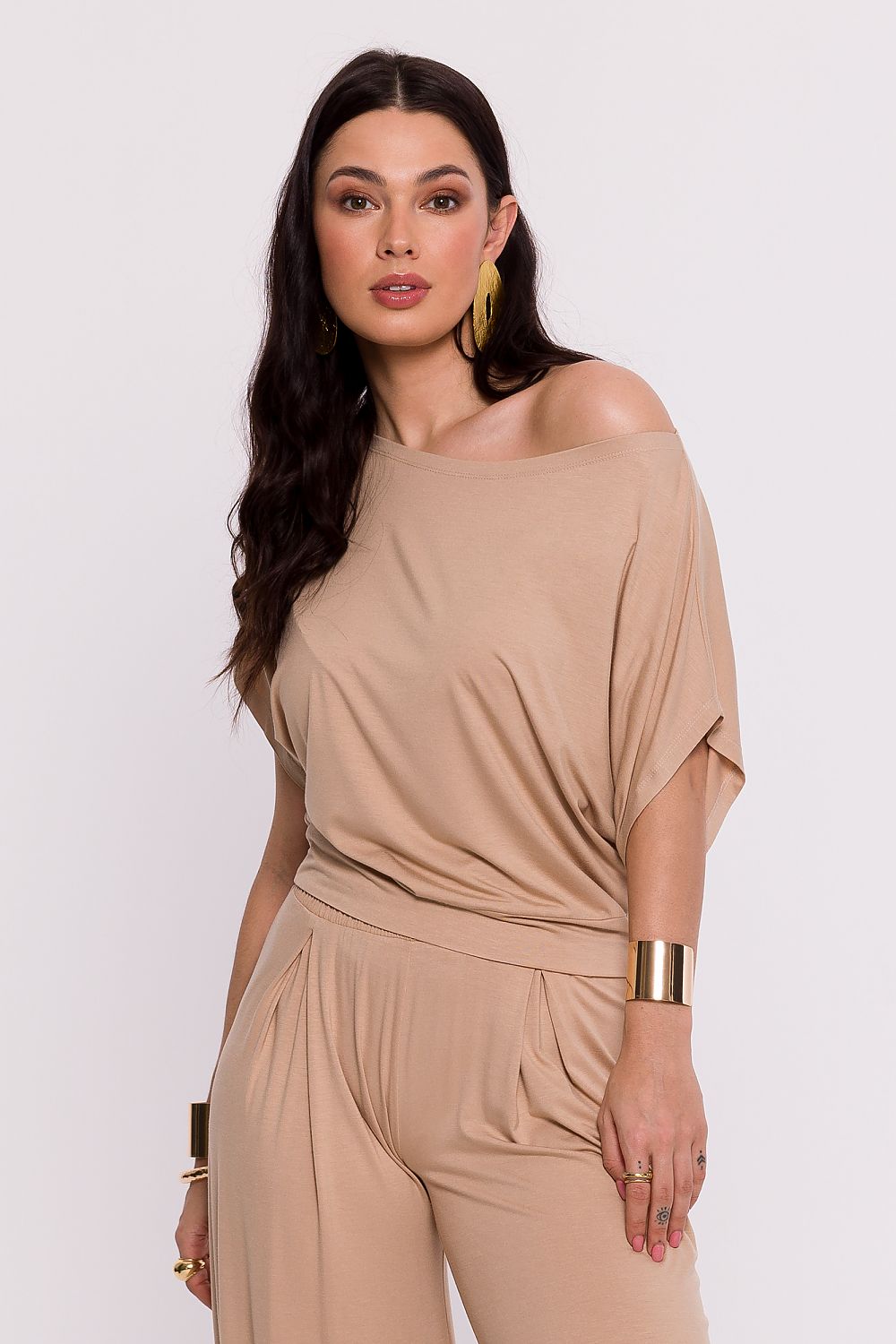 Elegant plissÃ©strikket bluse - BeWear