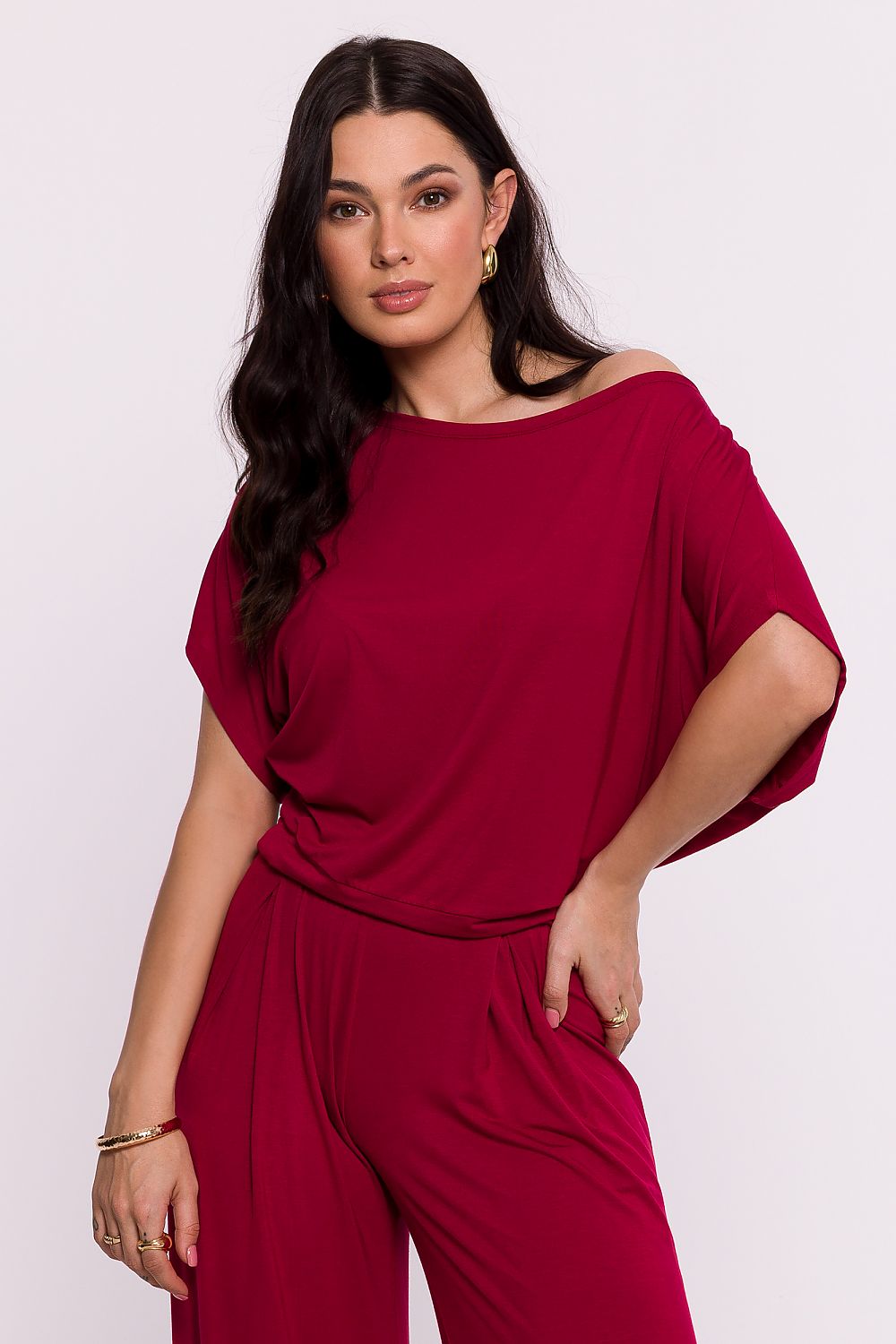 Elegant plissÃ©strikket bluse - BeWear