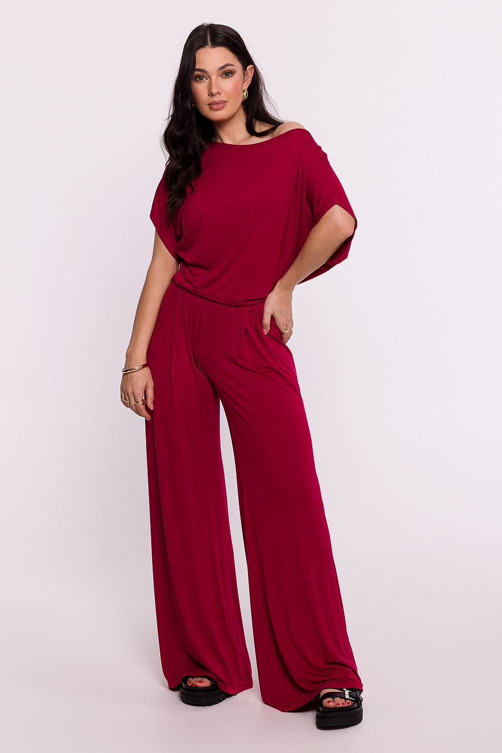 Elegant plissÃ©strikket bluse - BeWear
