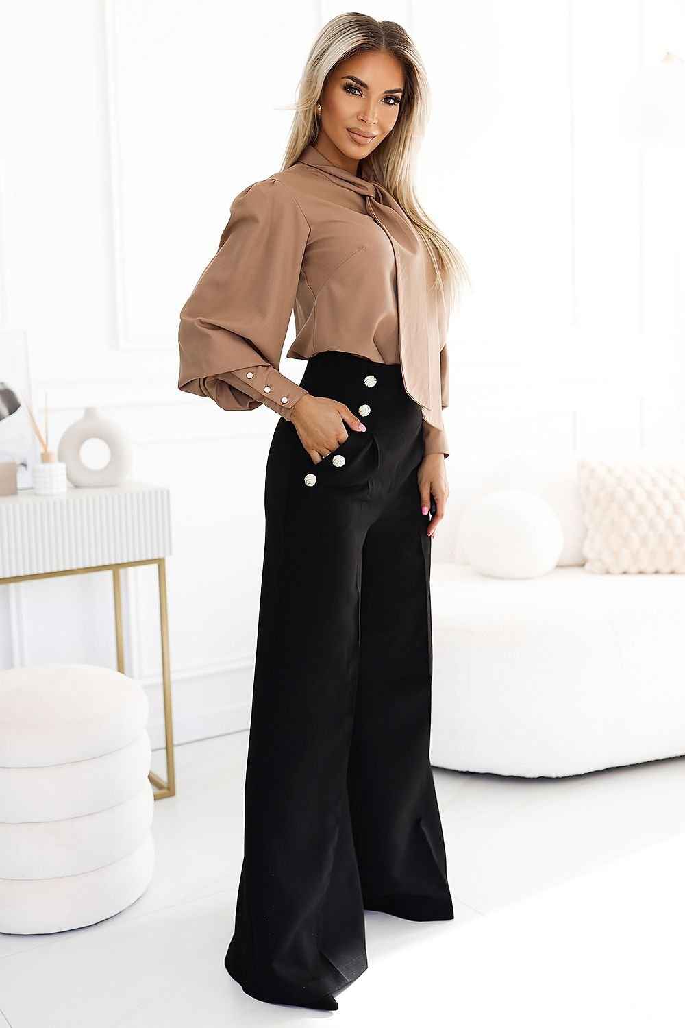 Karamell Business Bluse