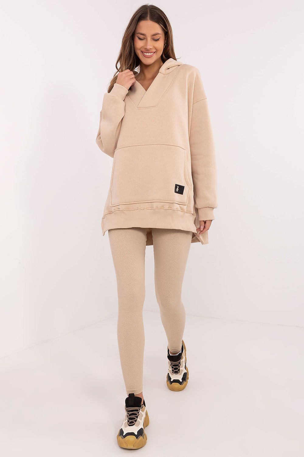 3-delt Sett med Kort Topp, Lang Bluse og Leggings - FP
