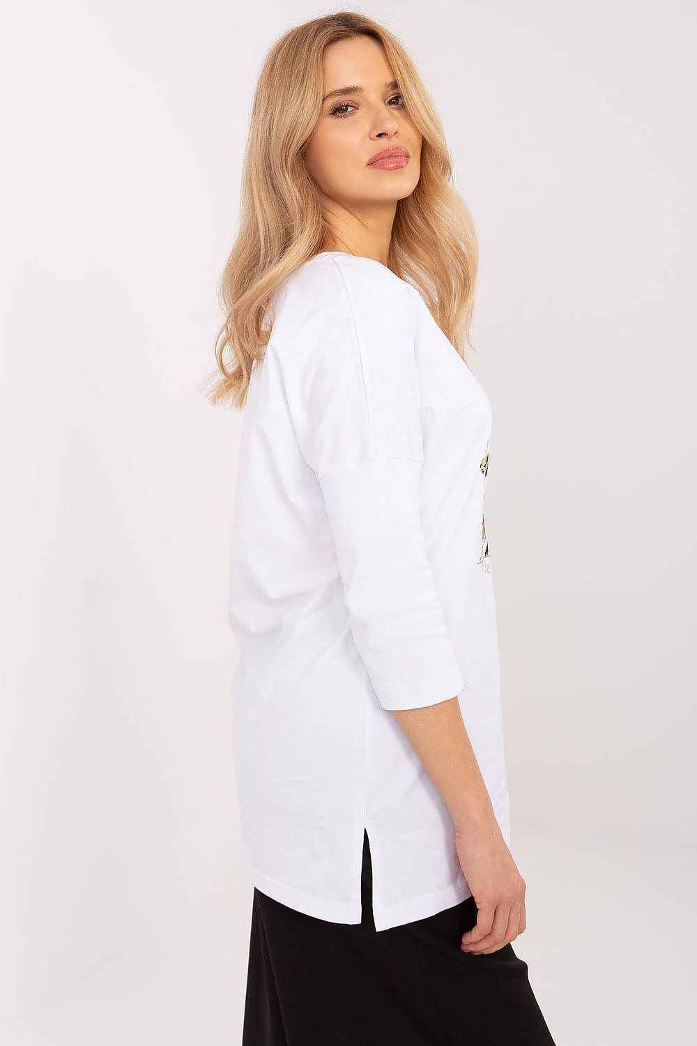 Lang bluse til dame med dyretrykk