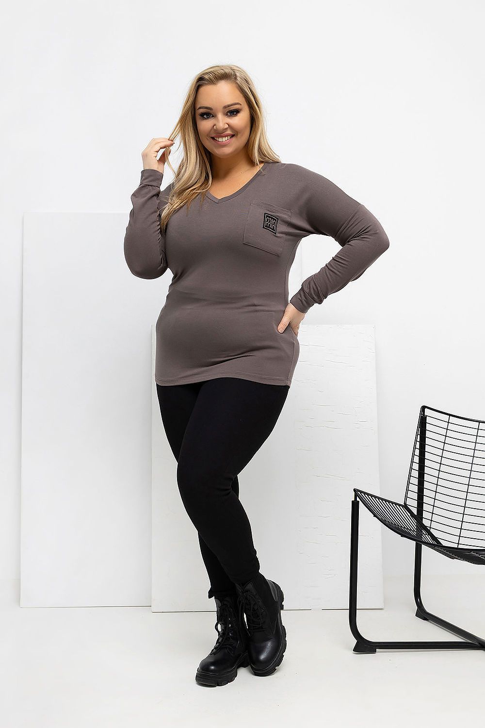 Plus size V-neck blouse Relevance