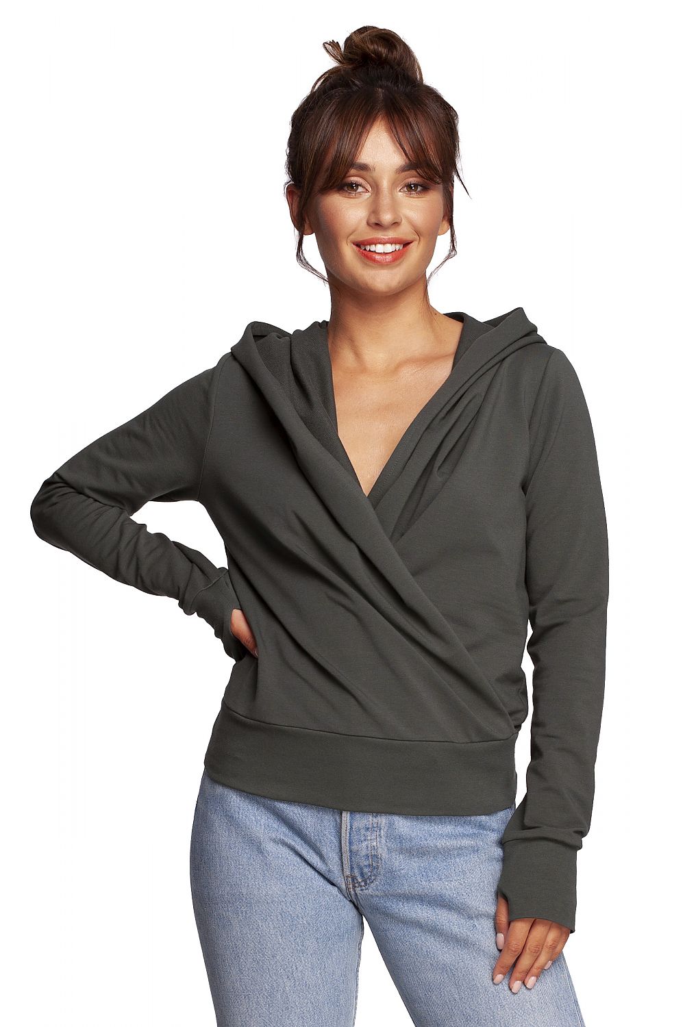 Elegant drapert hettegenser - BeWear