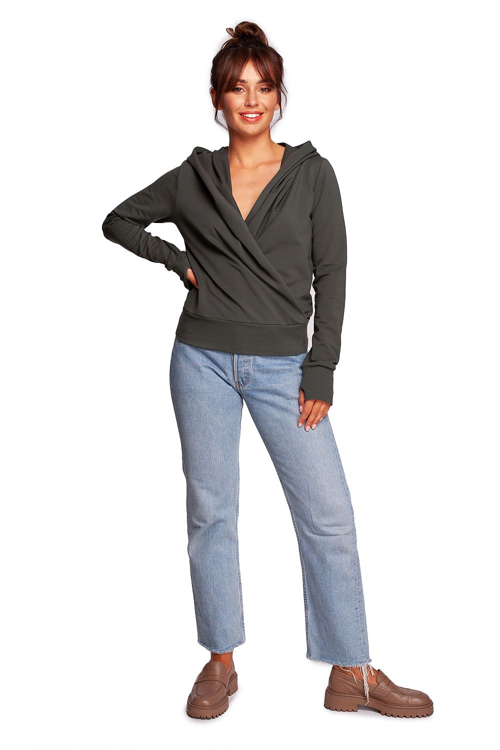 Elegant drapert hettegenser - BeWear