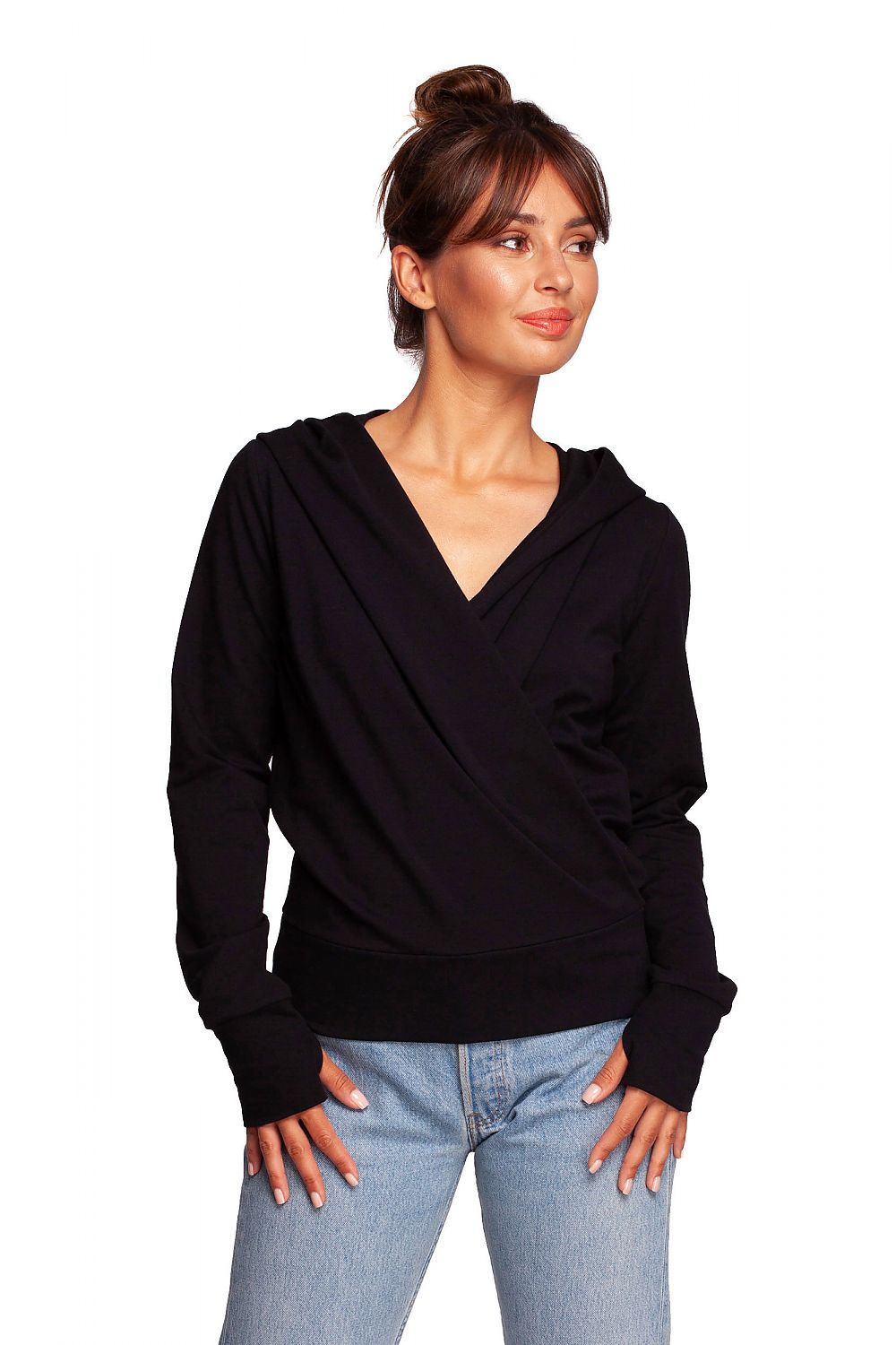 Elegant drapert hettegenser - BeWear