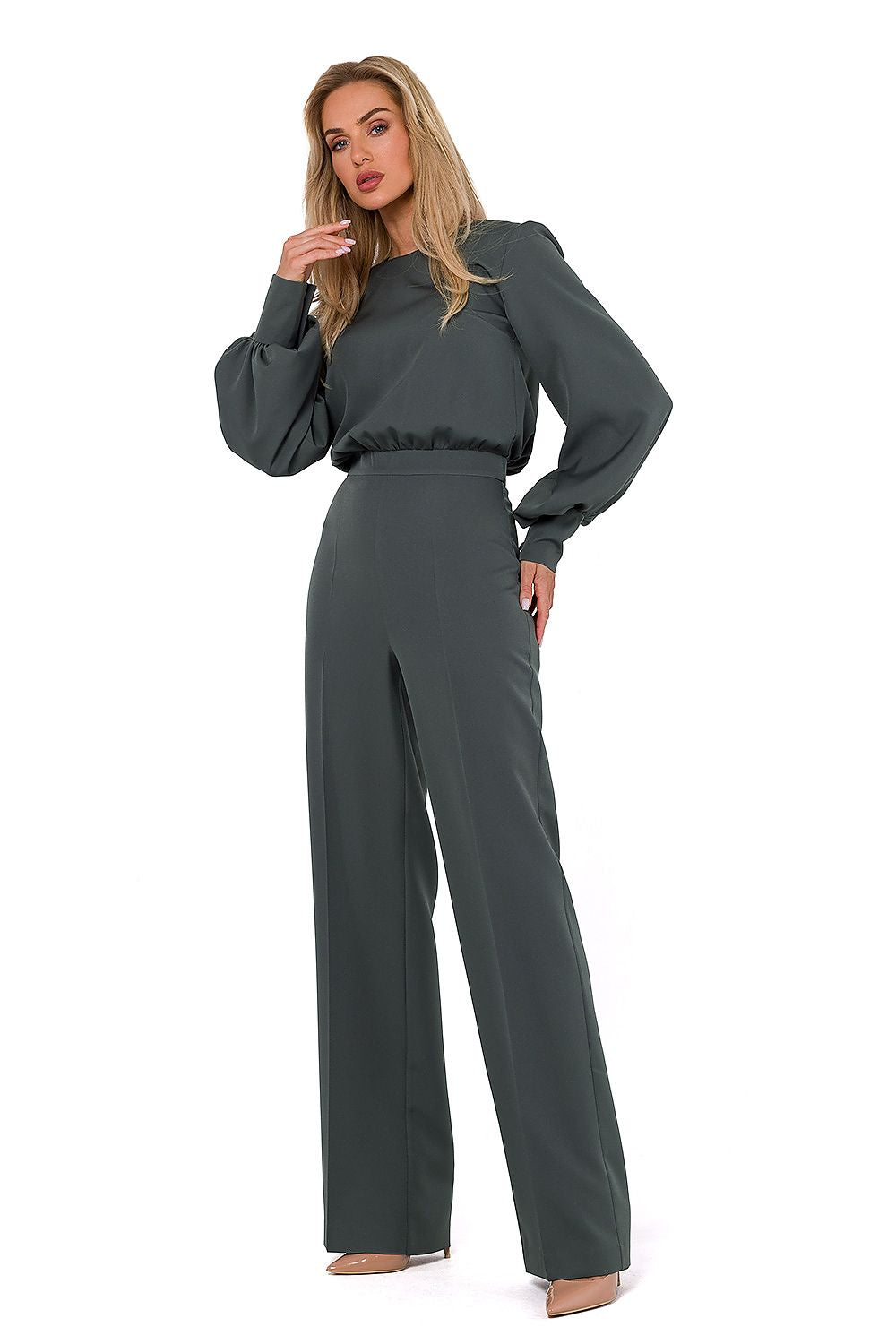 Elegant Buff Sleeve Jumpsuit - Moe