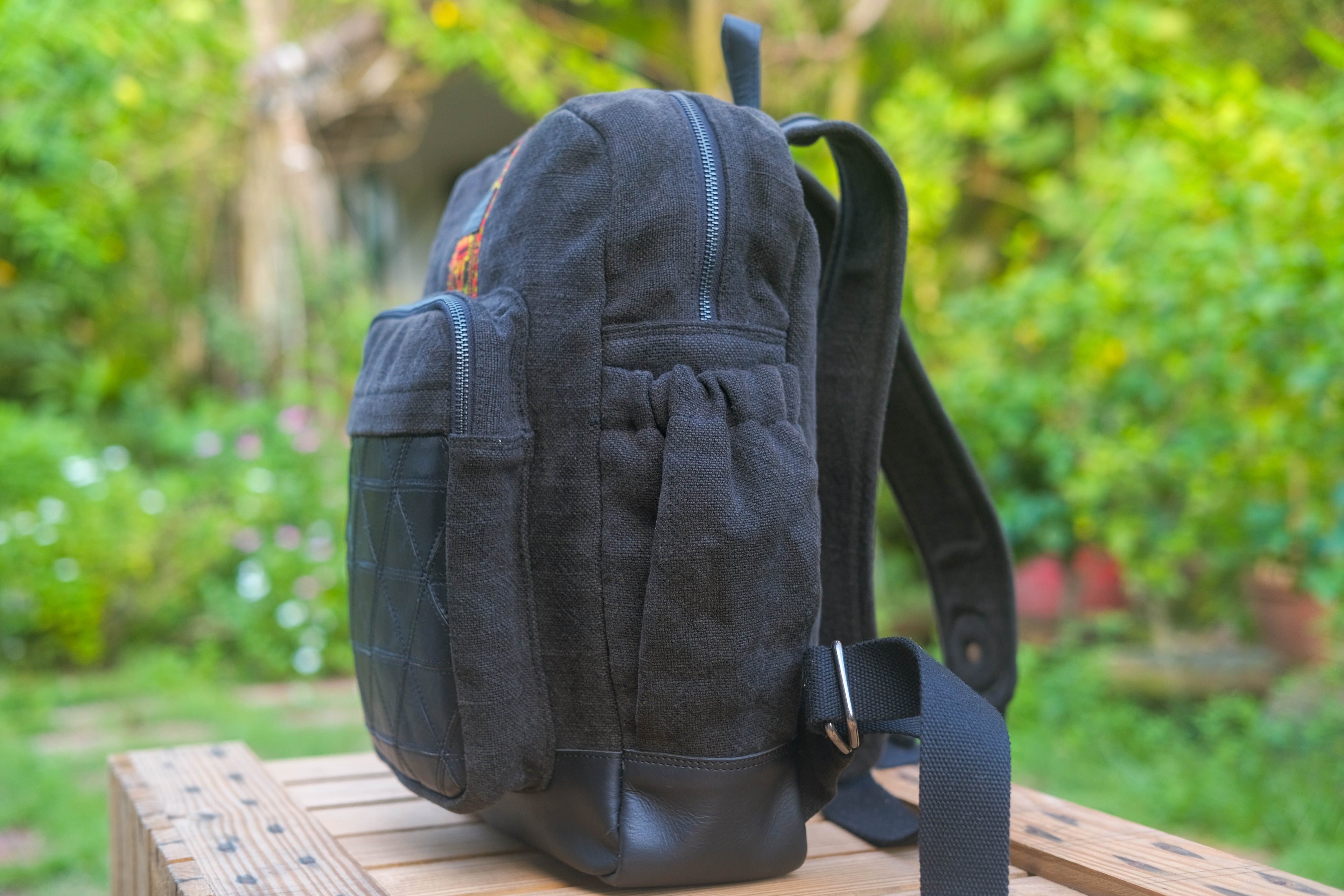 Custom Awkward Cousin Backpack | One-of-a-Kind Upcycled Leather & Jute