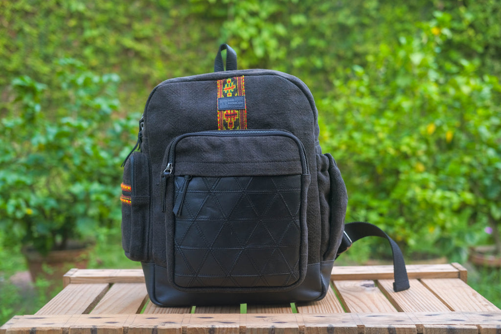 Custom Awkward Cousin Backpack | One-of-a-Kind Upcycled Leather & Jute