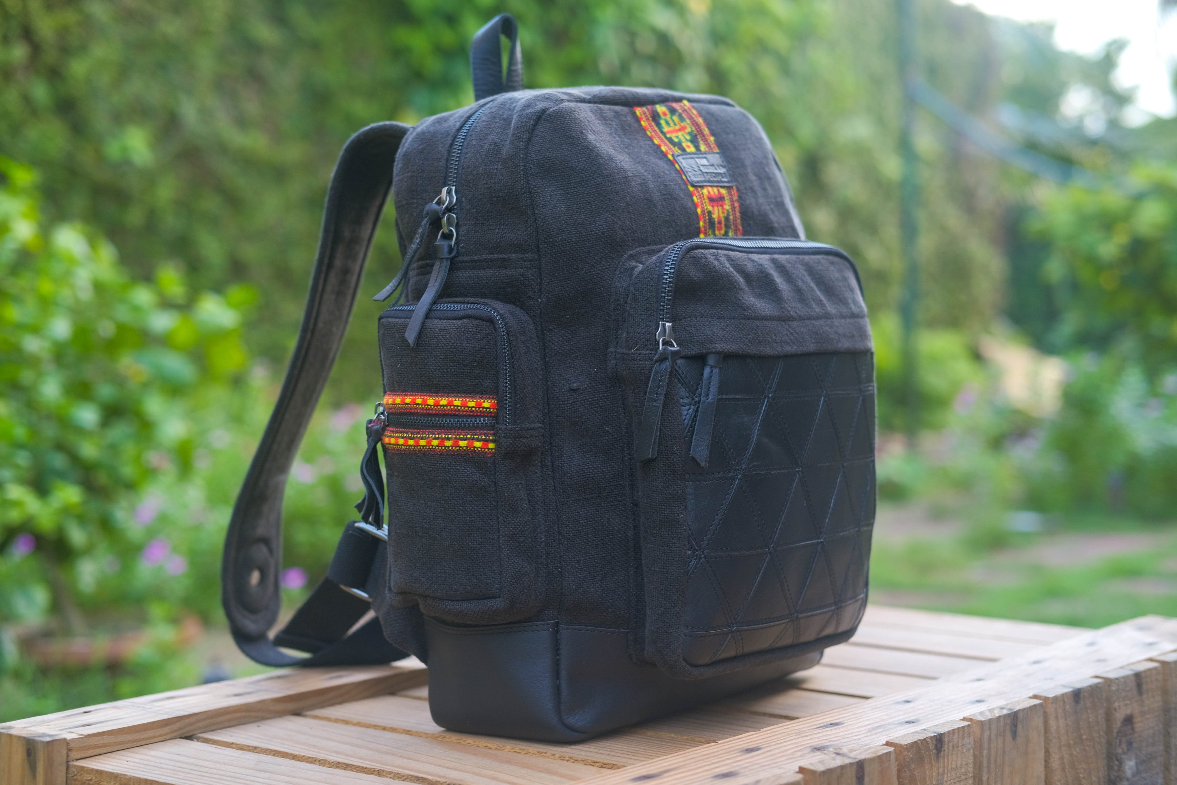 Custom Awkward Cousin Backpack | One-of-a-Kind Upcycled Leather & Jute