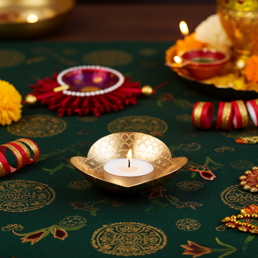 Wave Brass Tealight Holders | Set of 2 (Handmade)