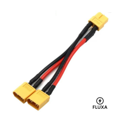 Fluxa XT60 hunn til 2 x XT60 hann  - 0,1m solcellekable for strømstasjon