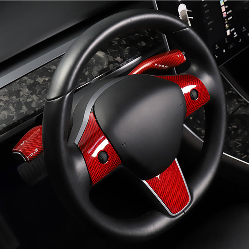 Ekte karbonfiber - Deksler til ratt for Model 3 2020-2023/Model Y 2021-2024