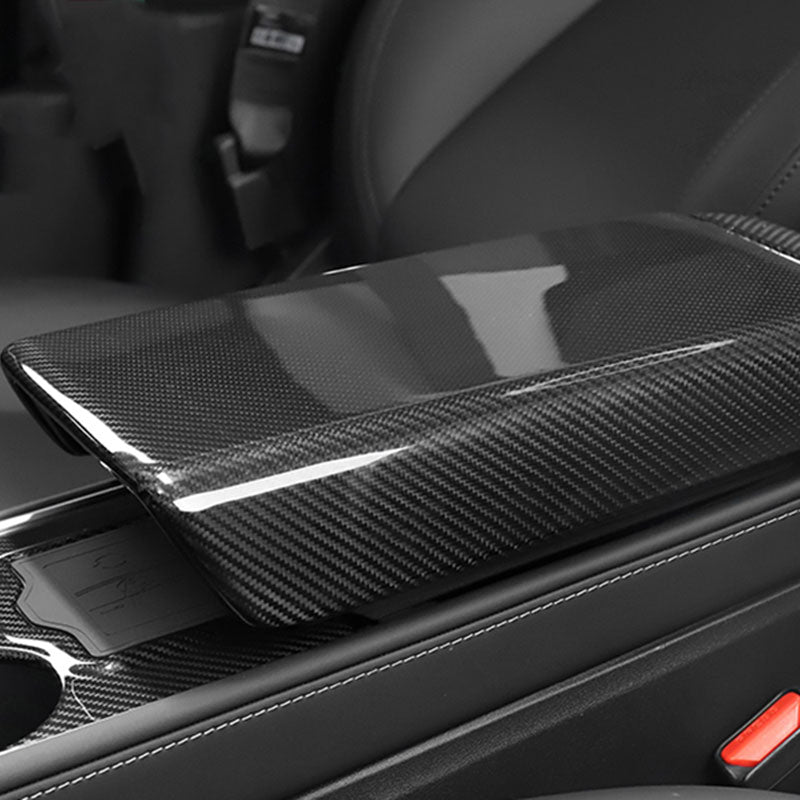 Ekte karbonfiber - Deksel til armlenet foran for Model 3 2020-2023/Model Y 2021-2024