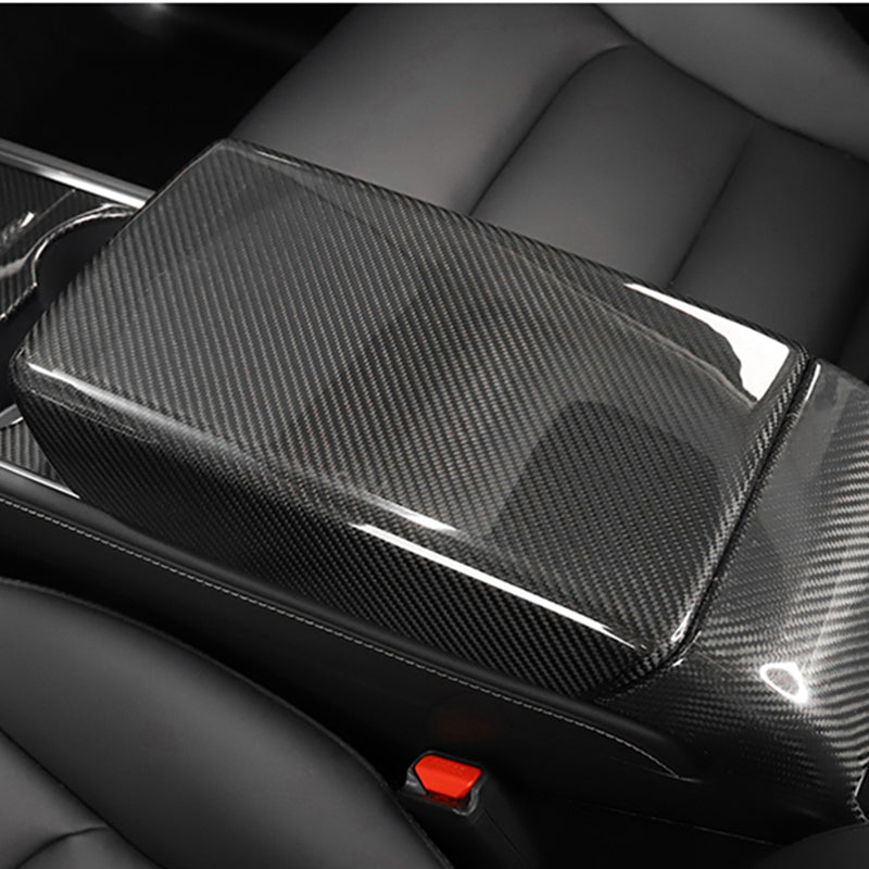 Ekte karbonfiber - Deksel til armlenet foran for Model 3 2020-2023/Model Y 2021-2024