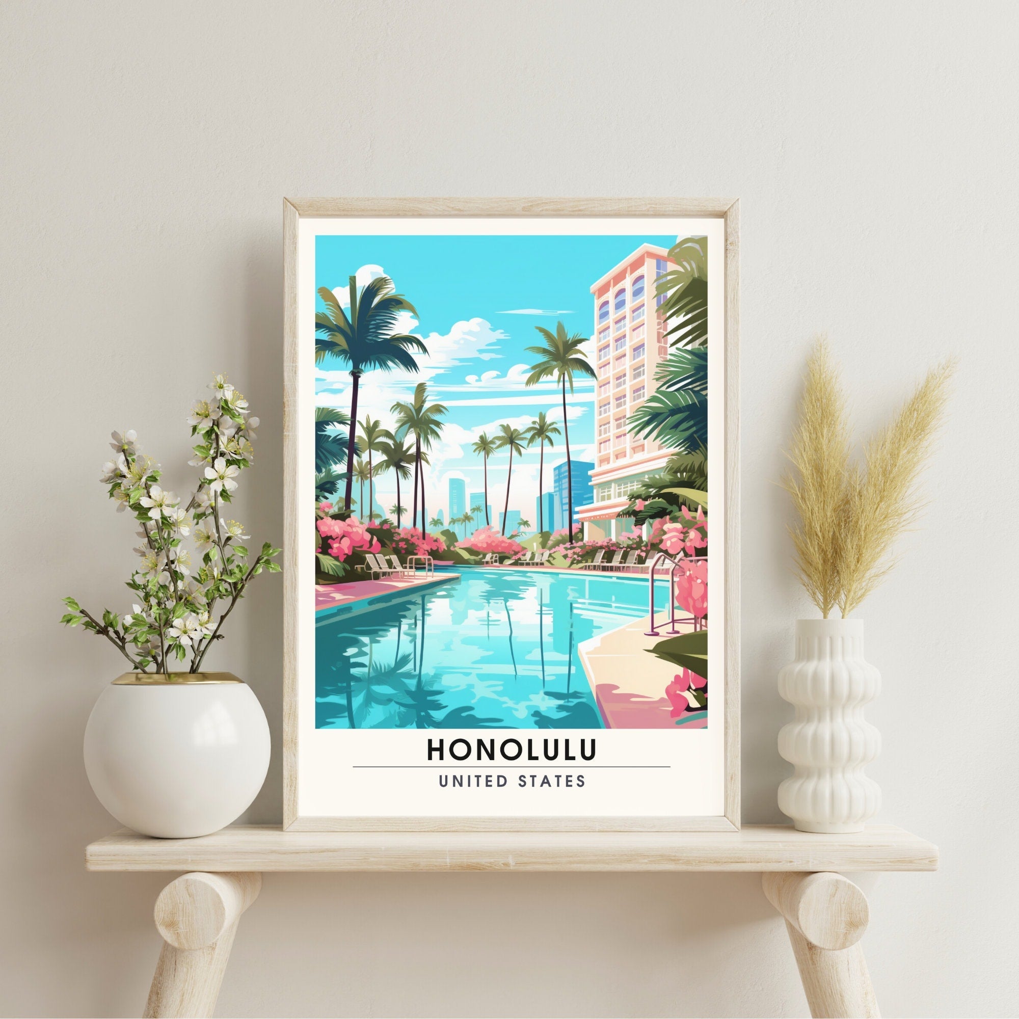 Impression Honolulu | Impression de voyage Honolulu | Poster Hawaï