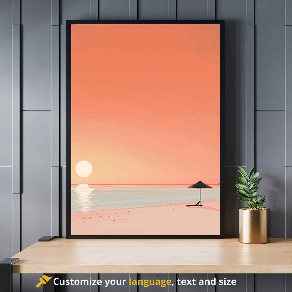 Affiche plage  - Affiche Minimaliste plage - Affiche coucher de soleil