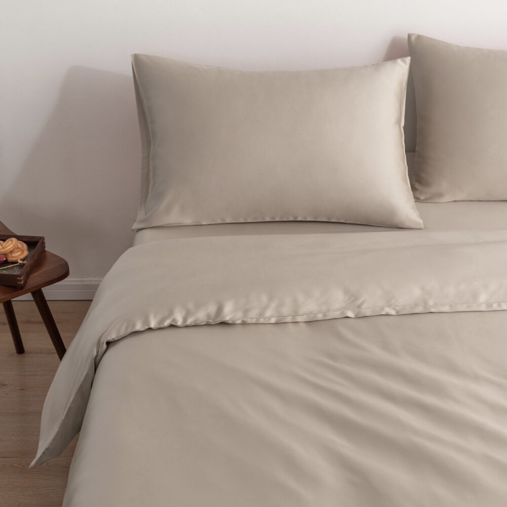 Bambus sengetøysett – Dynetrekk 140x220 cm – Varm beige
