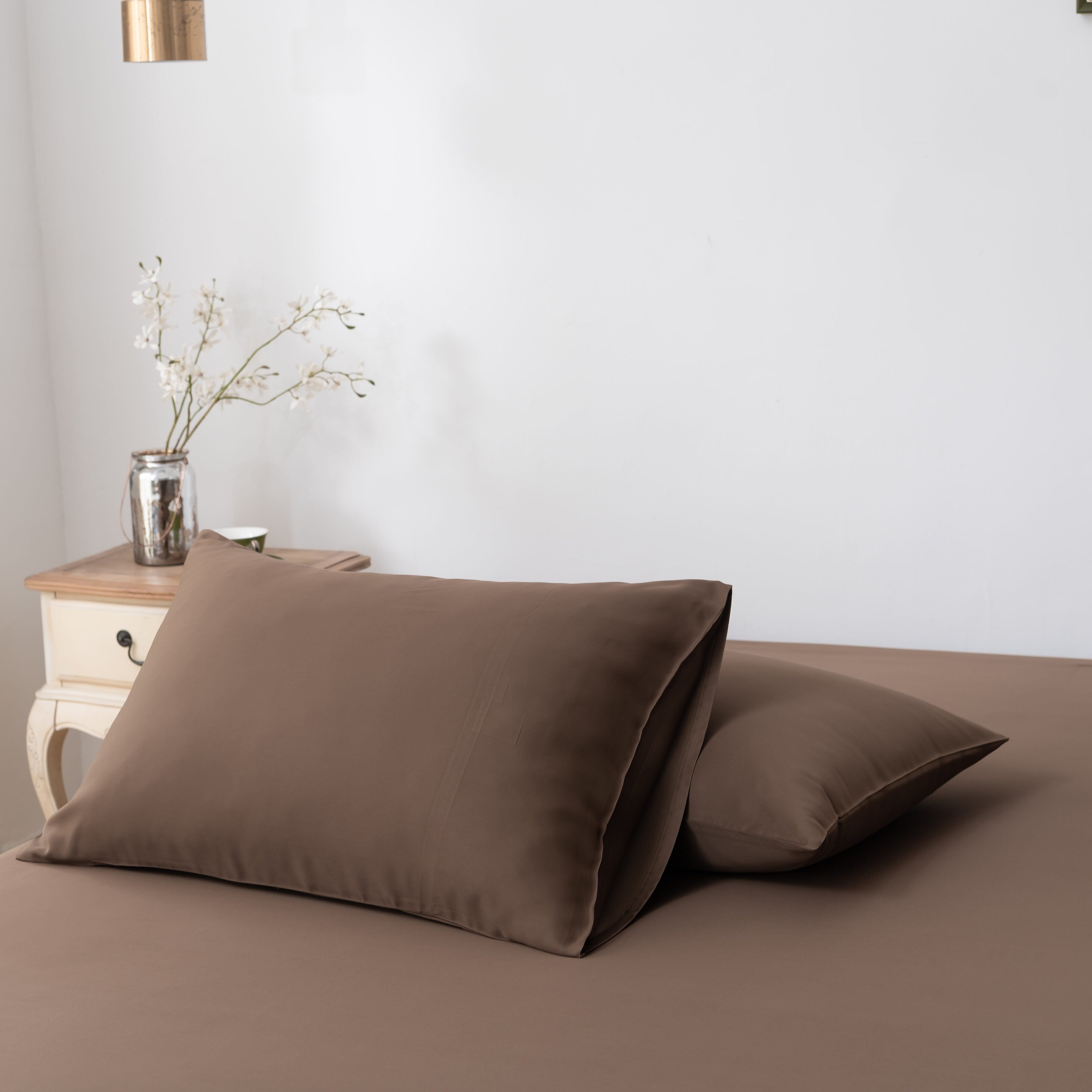 Bambus sengetøysett Mørk Brun (Coffee Brown) – XXL Dynetrekk 260x240 cm – (Premium)
