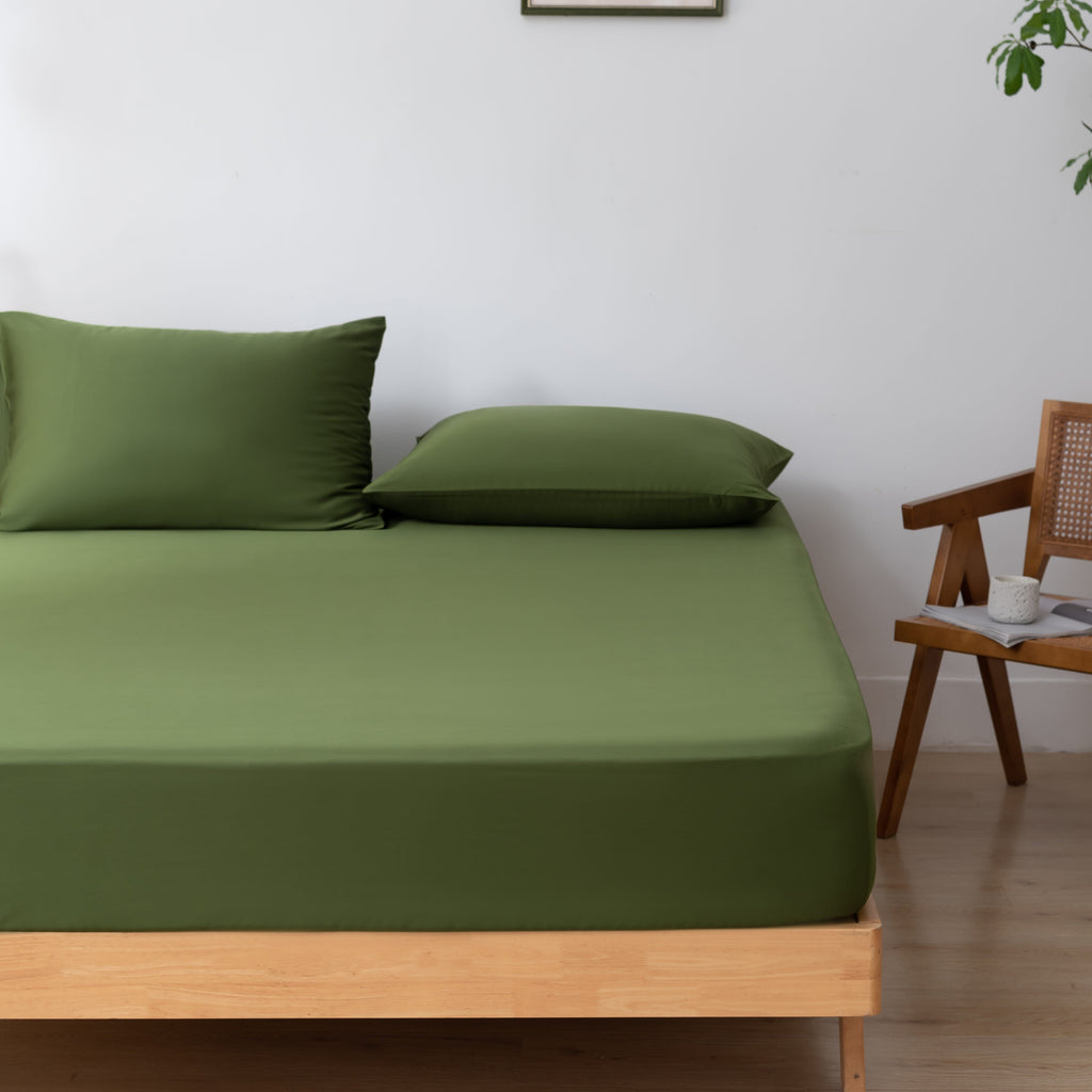 Bambus sengetøysett L- Mørk Grønn (Deep Moss) 200x220 cm – (Premium)