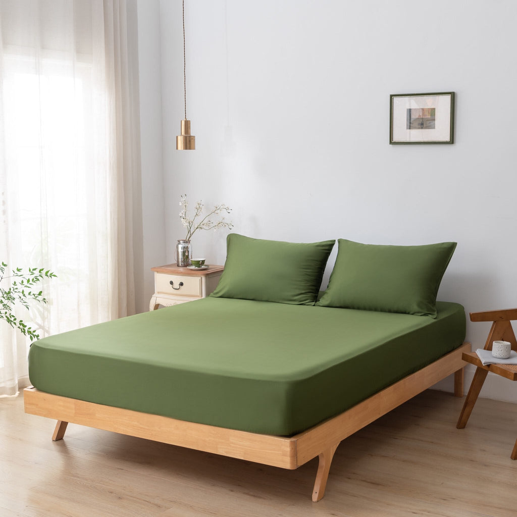 Bambus sengetøysett Mørk Grønn (Deep Moss) - XL– Dynetrekk 140x220 cm – (Premium)