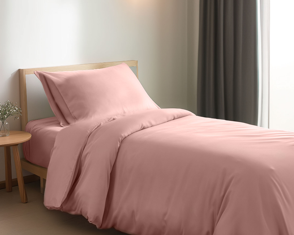 Bambus sengetøysett – Dynetrekk 140x220 cm – Dus rosa