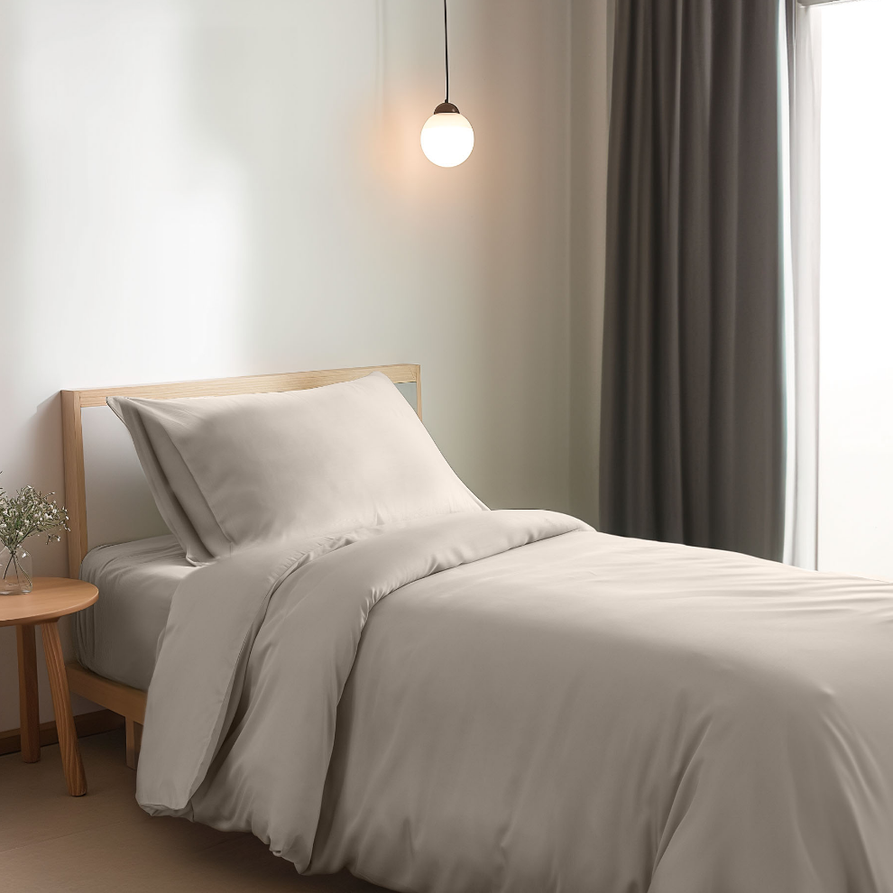 Bambus sengetøysett XL – Dynetrekk 140x220 cm – Varm beige