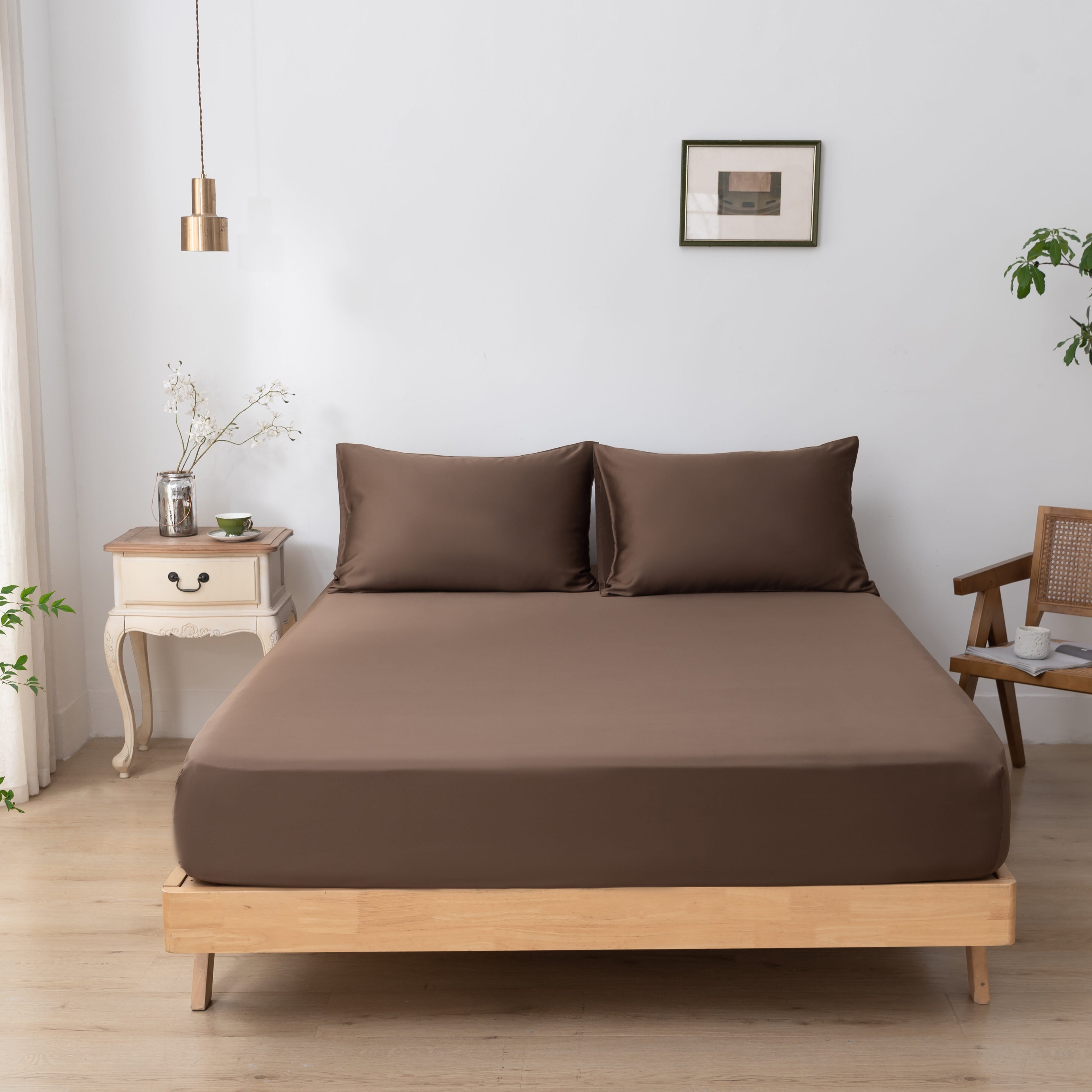 Bambus sengetøysett Mørk Brun (Coffee Brown) –XL Dynetrekk 240x220 cm – (Premium)