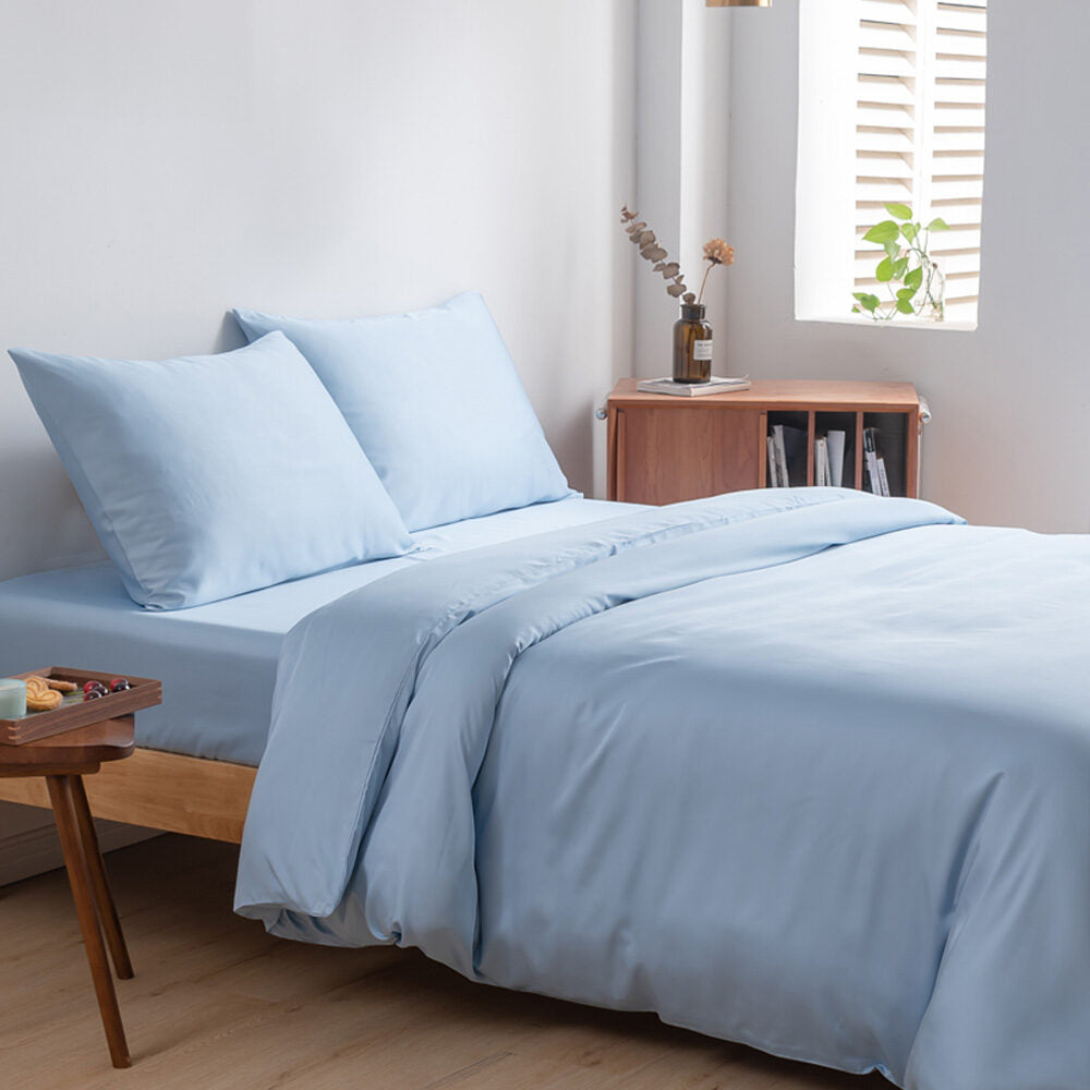 Bambus Sengetøysett M – Dynetrekk 200x220 cm – Skyblå