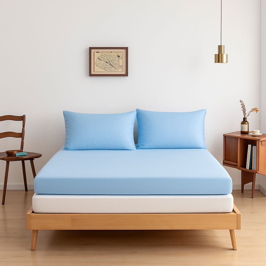 Bambus Topper Laken – Premium – Himmelblå (Sky Blue)