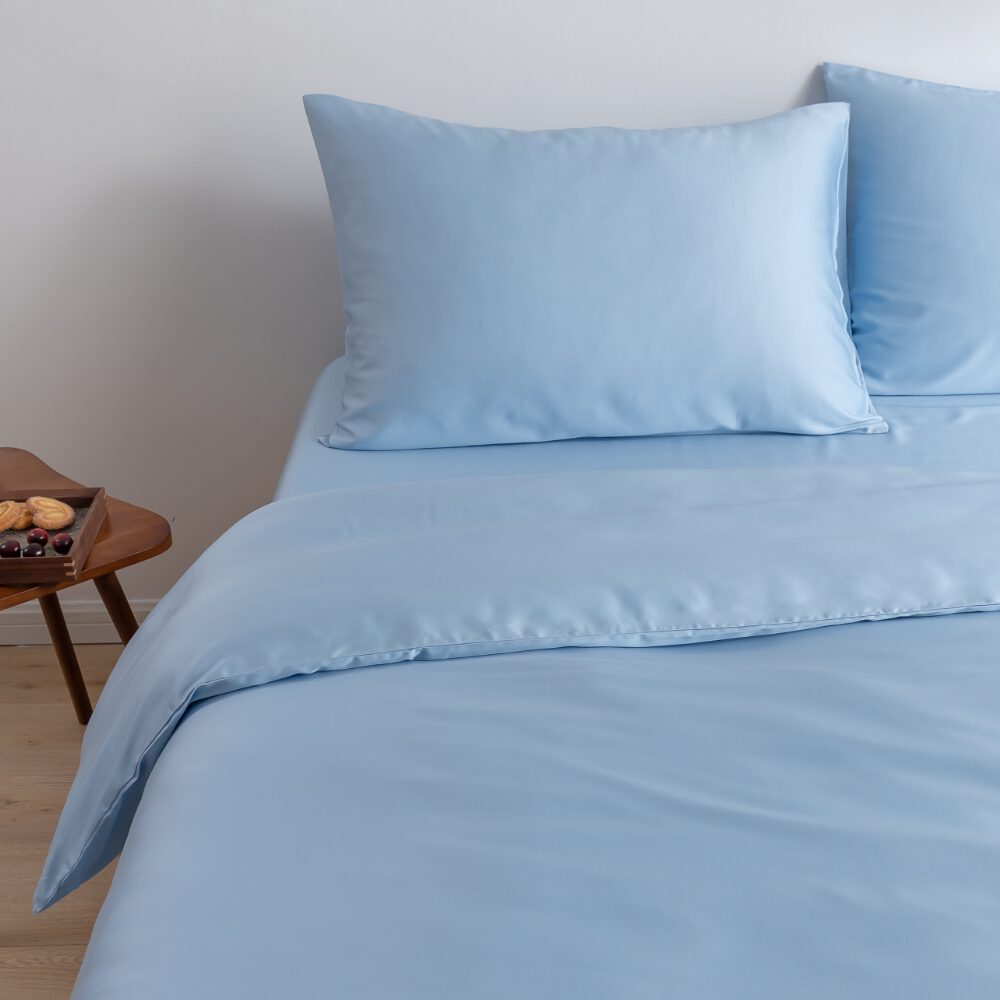 Bambus Sengetøysett M – Dynetrekk 200x220 cm – Skyblå